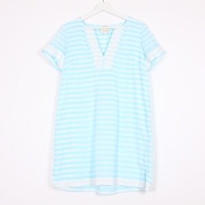 Sail to Sable Light Blue & White Striped Shift Dress